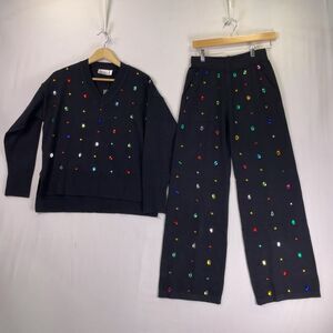 Kate Hewko Bedazzled Knitted Pant Set